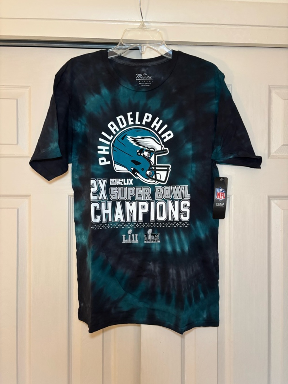 Majestic Philadelphia Eagles Tie-Dye Tee - Teal & Black Fade